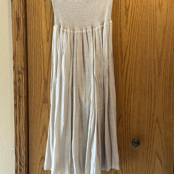 Light Gray Maxi Dress with Smocked Bodice - Picture 2 of 3